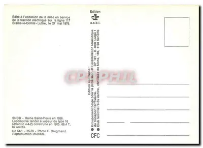 Stoomlocomotief type 16 — Atlantic 4-4-2 — Braine-le-Comte-Liège — uitgave a.s.b.l. — Achterkant