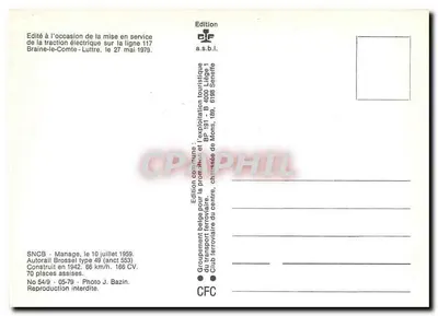 Estação de Braine-le-Comte — Autorail Bressel tipo 49 — SNCF — Verso