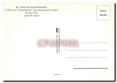 Trem a vapor italiano — Estação de montanha — Editada por EUROPOP RAIL — Verso
