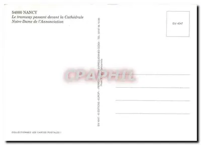 Nancy — O trêm passando em frente à Catedral Notre-Dame de l'Annonciation — Éditions Europ — Verso