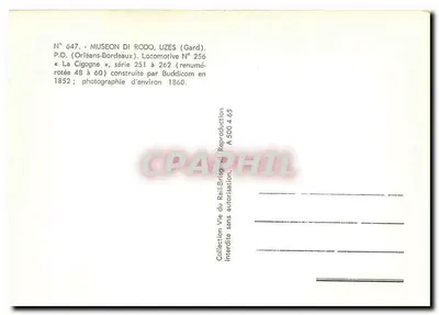 Lokomotywa nr 256 «La Cigogne» — Muzeum na Rodos, Uzès (Gard) — Kolekcja Życia Kolejowego — Rewers