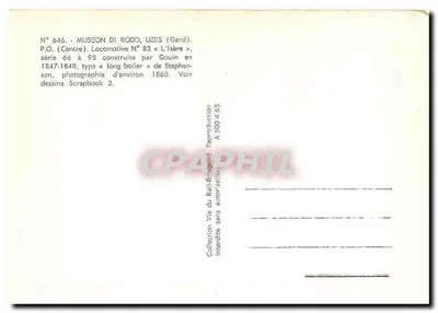 Locomotiva N° 83 — série 66 a 98 — Museu de Uzès (Gard) — Verso