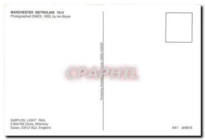 Manchester Metrolink — Trem 1014 — Simplon Light Rail — Verso