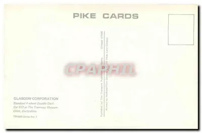 Tramway double deck — Glasgow Corporation, car 812 à Glasgow Cross — Pike Cards — Verso
