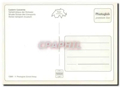 Museu dos Transportes de Lucerna — Verkehrshaus der Schweiz Luzern — Linha premium Photoglob — Verso
