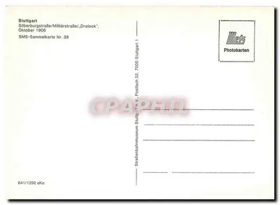 Stuttgart - Silberburgstraße/Militärstraße, 'Dreieck' — SMS-Sammelkarte Nr. 38, wydane przez Mets Photokarten — Rewers