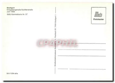 Stuttgart - Kriegsbergstraße/Schillerstraße — junho 1906 — SMS-Sammelkarte Nr. 37 — Verso