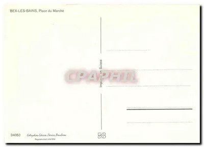 Bex-les-Bains, Plac Rynek — tramwaj czerwony BVS n°28 — Wydawnictwo Derias Baulmes — Rewers