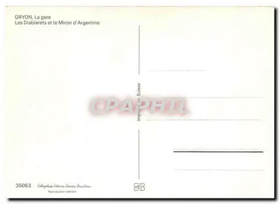 Gryon — Estação nevada com trem — Edição Deriaz Baulme — Verso