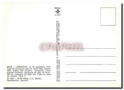 Libramont — Locomotiva de manobra série 91 — Edição CIF a.s.b.l. — Verso