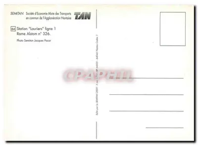 Estação Lauriers — linha 1 — SEMITAN — Verso