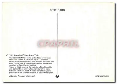 Trem do tipo Standard Tube Stock 1931 — London Transport — n° 3219 — Verso