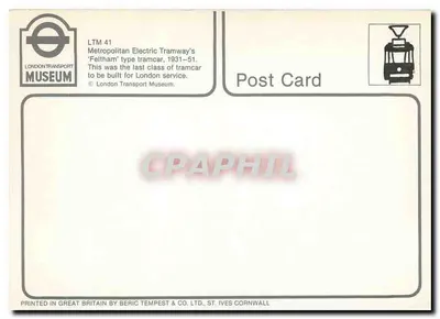 Tramwaj typu 'Feltham' — LTM 41 — London Transport Museum — Rewers
