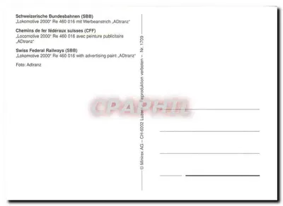 Lokomotiva 2000 Re 460 016 — ADtranz — Minirex AG — Verso