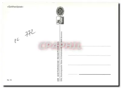 Carruagem a cavalo — estrada montanhosa — HR Historische Reisepost AG, Nr. 13 — Verso