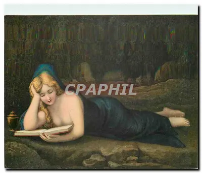 Donna che legge un libro — riproduzione di un'opera di Correggio — editore Engel & Co., Dresden