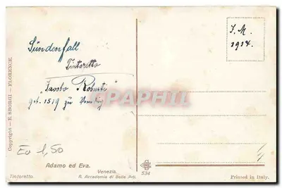 Adam ed Eva — Adam ed Eva — E. Sborgi, n° 534 — Verso