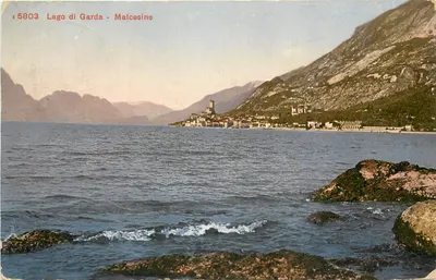Lago di Garda - Malcesine — vista do lago e do vilarejo — editor R. TINN PROTOTILO CO., ZURICH, n° 5803