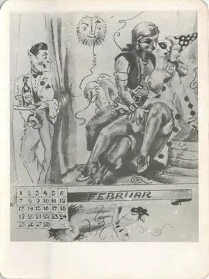 Calendario di febbraio — disegno umoristico — editore sconosciuto