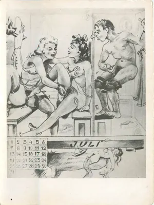 जुलाई कैलेंडर — एक अश्लील चित्र — अज्ञात प्रकाशक