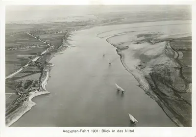 Vista aérea do Nilo — Aegypten-Fahrt 1931 — Zeppelin-Verlag