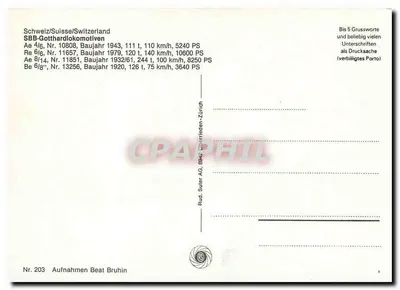 SBB-Gotthardlokomotiven — Szwajcaria/Schweiz — Rud. Suter AG, Zurych — Rewers