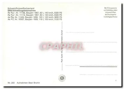 SBB-Schnellzuglokomotiven — seria elektrycznych lokomotyw szwajcarskich — n° 202 — Rewers