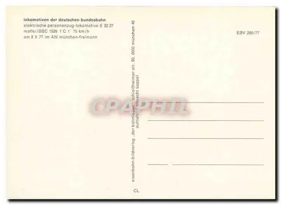 Lokomotiva E 32 27 — Deutsche Bundesbahn — editor Eisenbahn-Bildverlag — Verso