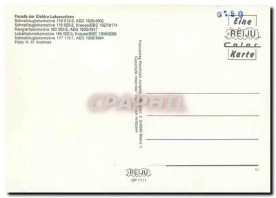 Parada lokomotyw elektrycznych — Folioverlag Reinhold Jungels, seria CP 1111 — Rewers