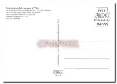 Trem turístico — SWE-G — editor REIJU, n° D-6117 — Verso