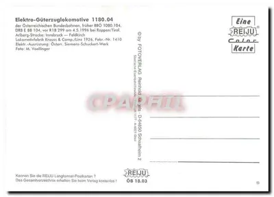 Trem elétrico BBÖ 1080.04 — Arlberg, Áustria — editor REIJU — Verso