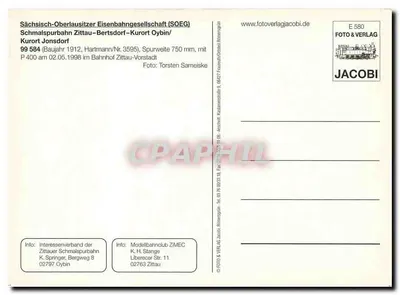Zittau Vorstadt — trem a vapor 99 1584-4 — JACOBI E 580 — Verso