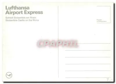 Schloss Stolzenfels am Rhein — Lufthansa Airport Express — wydruk w Szwajcarii — Rewers
