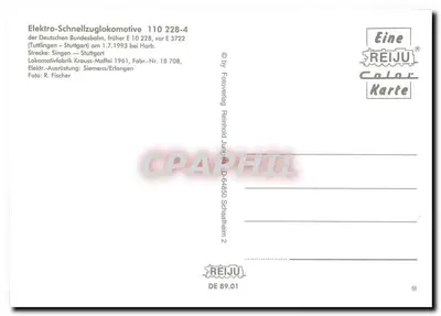Lokomotiva 110 228-4 — Deutsche Bundesbahn — REIJU Color Karte — Verso