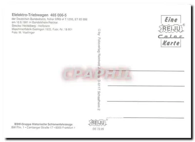 Trem elétrico DB 465 006-5 — Heidelberg-Heilbronn — REIJU Color Karte — Verso