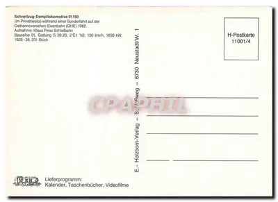 Parowóz 01150 — Osthannoversche Eisenbahn — E.-Holzborn-Verlag — Rewers