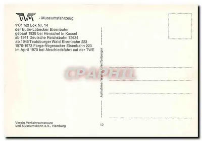 Lokomotywa 223 — Eutin-Lübecker Eisenbahn — Verein Verkehrsamateure und Museumsbahn e.V., Hamburg — Rewers