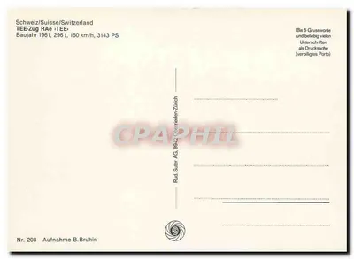 Trem TEE RAe — Suíça/Suíça — Rud. Suter AG, Oberrieden-Zurich, n° 208 — Verso