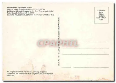 Pociąg zatrzymany blisko Burg Reichenstein — Lufthansa-Airport-Express — wydawnictwo Holzborn — Rewers