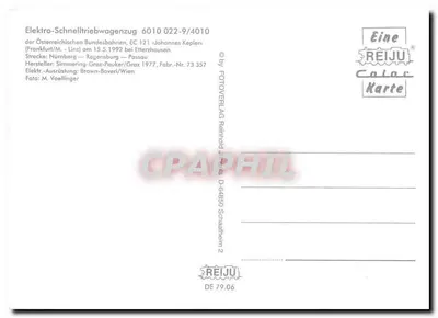 Elektryczny pociąg EC 121 Johannes Kepler — przejazd przez tunel — REIJU Color Karte — Rewers