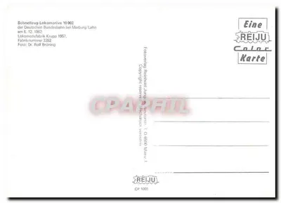 Locomotiva 10 002 — Locomotiva Schnellzug della Deutsche Bundesbahn — REIJU Color Karte CP 1001 — Verso