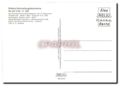 Treno elettrico Re 4/4 II n° 1159 — EC 73 'Matterhorn' — Euroverlag Reinhold, CH-8021 Zurigo — Verso