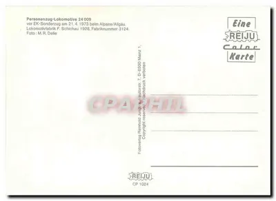 Trem a vapor 24 009 — Alpsee/Allgäu — REIJU Color Karte CP 1024 — Verso