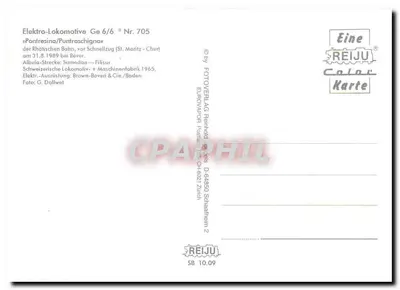 Czerwony pociąg na linii Albula — Pontresina — Samedan — 1989 — Eurova-Verlag — Rewers