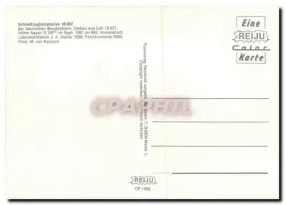 Lokomotywa 18 607 — szybka lokomotywa Deutsche Bundesbahn — REIJU Color Karte CP 1002 — Rewers