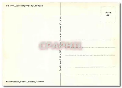 Trem sobre viaduto — Bern-Lötschberg-Simplon-Bahn — Edição BLS, Spiez — Verso