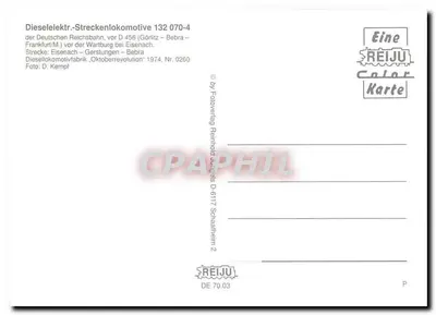 Pociąg parowy — lokomotywa diesla 132 070-4 — wydawca REIJU, nr 0260 — Rewers