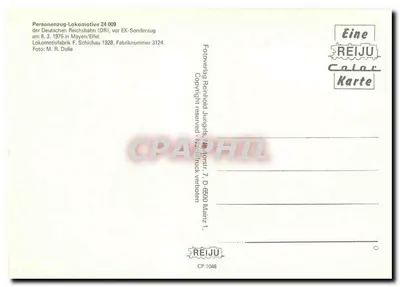 Lokomotywa 24 009 — pociąg pasażerski Deutsche Reichsbahn (DR) — wydawnictwo Fotoverlag Reinhold Jungsels — Rewers