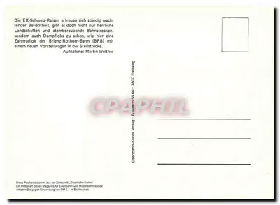 Pociąg z łańcuchem wjezdowym Brienzer Rothorn — BRB — wydawca Eisenbahn-Kurier Verlag — Rewers