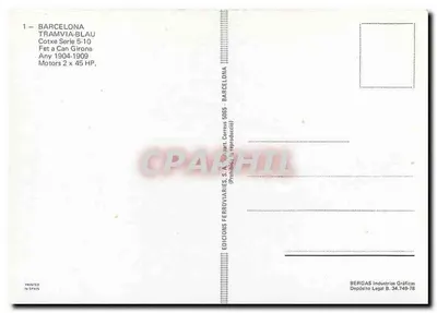 Tibidabo — Tram n°5 — Uitgever: Edicions Ferroviàries S.A. & Bergas — Achterkant